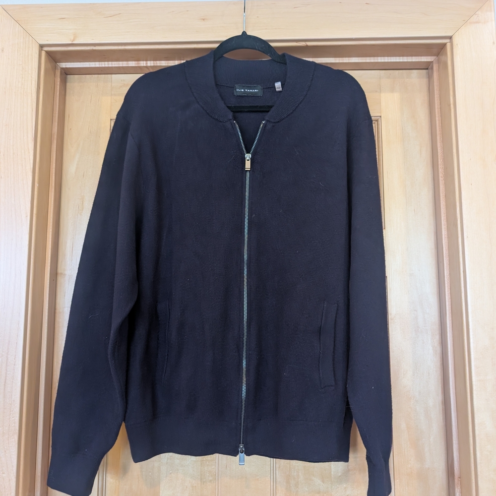 Elie Tahari Men's Classic Blue Zip-Up Sweater